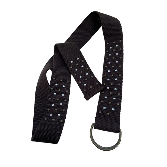 Military style canvas studded black loop‎ belt - Picture 1 of 6